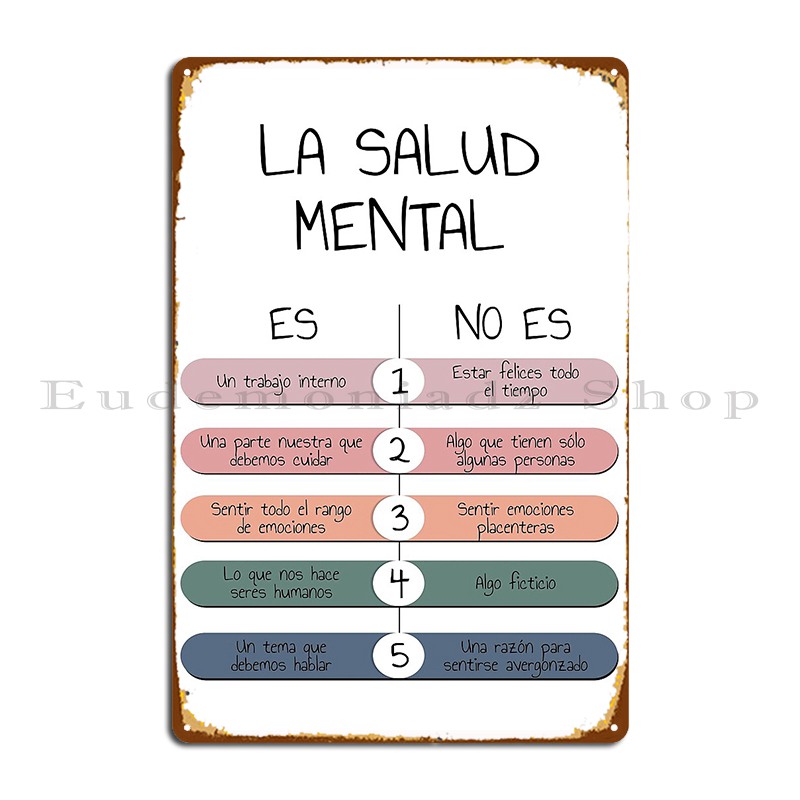 Health Wellness Poster - La Salud Mental Health Print Mental