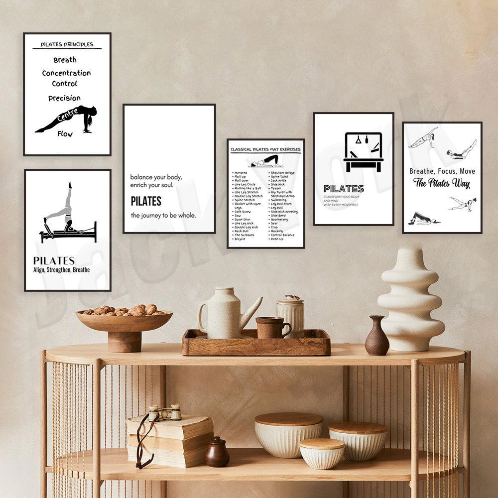 Pilates poses, pilates princip - Health Wellness Poster reseña y precio