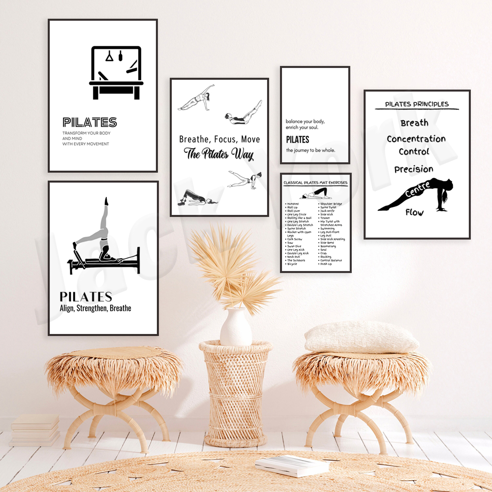 Pilates poses, pilates princip - Health Wellness Poster reseña y precio