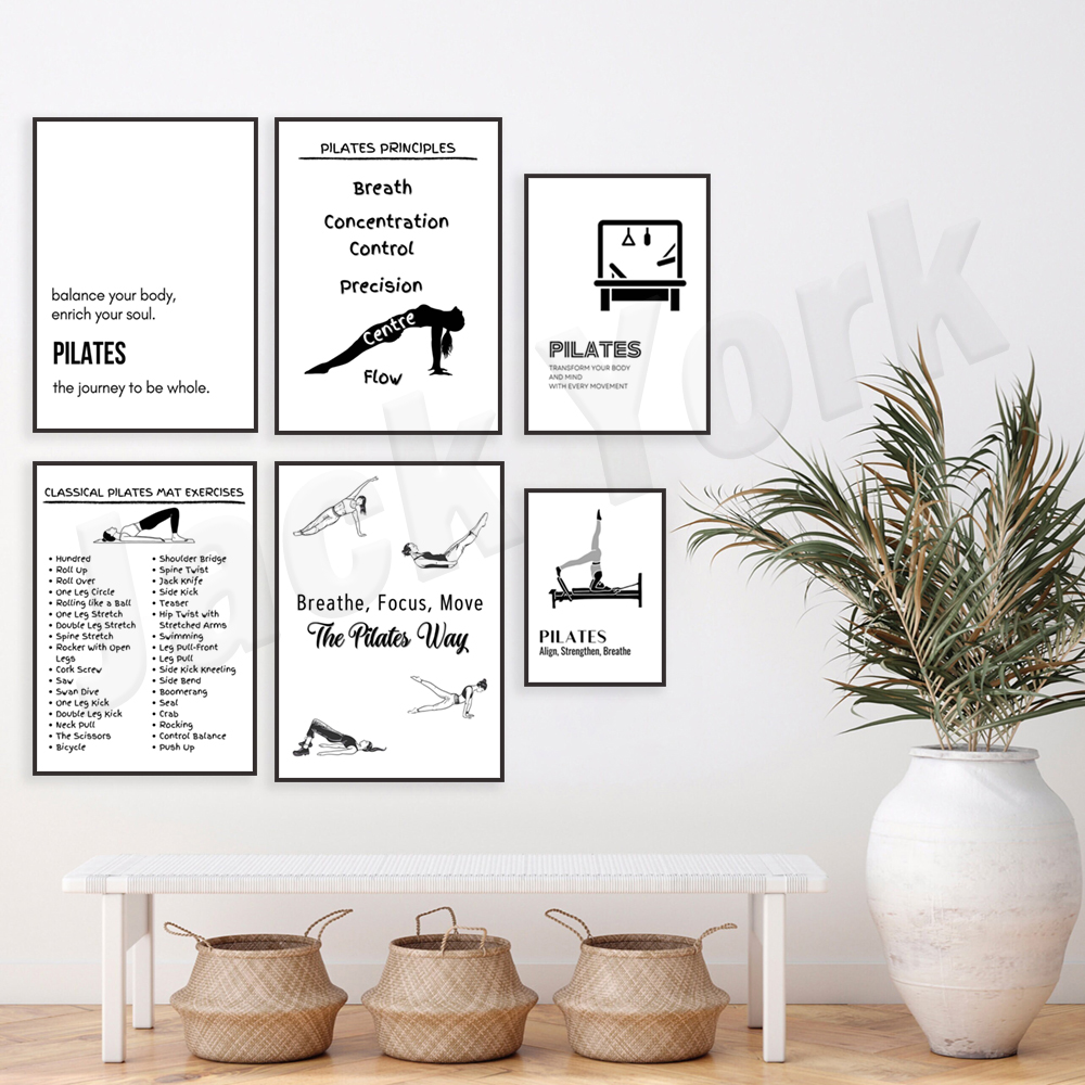 Pilates poses, pilates princip - Health Wellness Poster reseña y precio